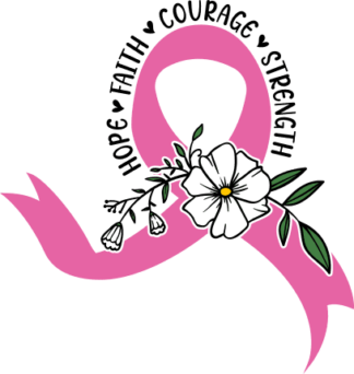 Hope, faith, floral pink ribbon and flowers, Breast cancer awareness - free svg file for members