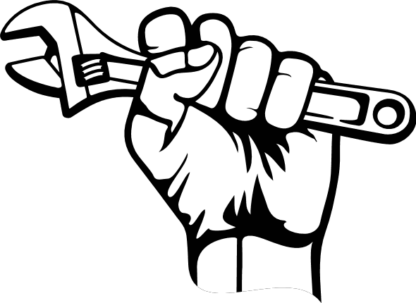 Hand holding wrench tool, clipart image for labor day - free svg file for members
