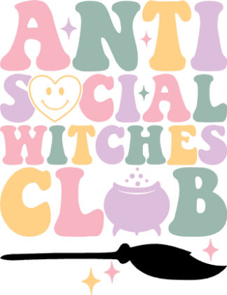 Anti social witches club, funny halloween tshirt design - free svg file for members