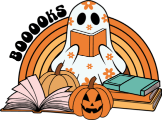 Ghost reading Book, rainbow, halloween, autumn sweatshirt design - free svg file for members