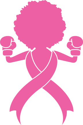 Afro woman with boxing gloves and pink ribbon, breast cancer awareness month - free svg file for members