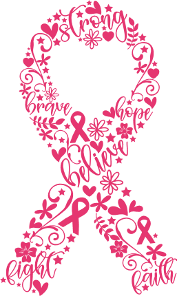 Pink ribbon made of objects, Breast cancer awareness - free svg file for members