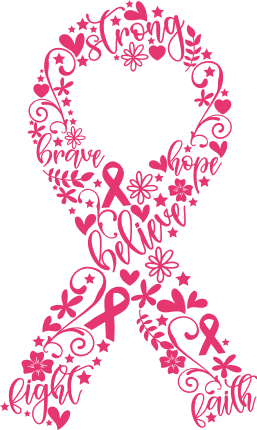 Pink ribbon made of objects, Breast cancer awareness - free svg file for  members - SVG Heart