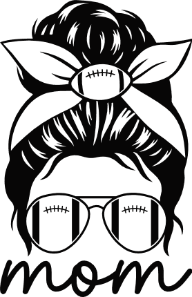 Football mom, girl head with bandana and sunglasses, tshirt design for mama - free svg file for members