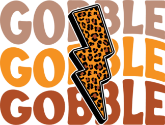 Gobble, echo stacked text, leopard skin thunderbolt, thanksgiving day tshirt design - free svg file for members