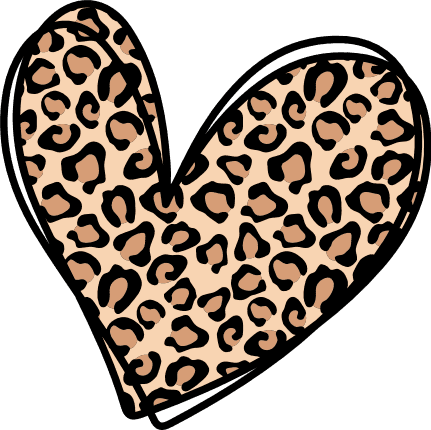 Leopard skin doodle double heart clipart image - free svg file for members