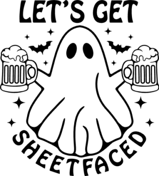 Lets get sheetfaced, ghost holding beer mugs, Funny Halloween - free svg file for members