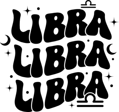 Libra sign, echo stacked text, birthday gift - free svg file for members