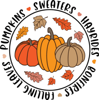 Fall vibes words and pumpkins, autumn tshirt design - free svg file for members