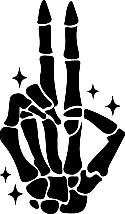 Skeleton hand peace symbol, silhouette - free svg file for members