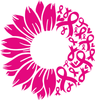 Sunflower and pink ribbons clipart image, breast cancer awareness - free svg file for members