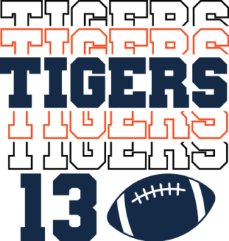 Tigers, echo stacked text, American football fan, tshirt design - free svg file for members
