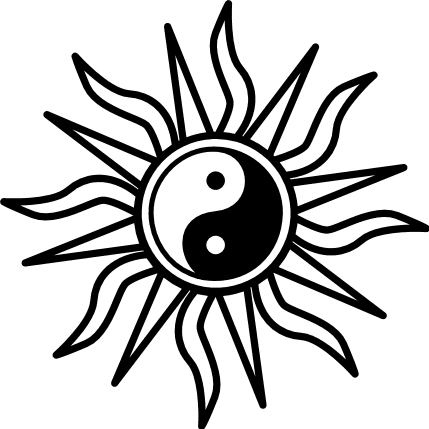 Yin yang symbol and sun rays around, clipart image - free svg file for ...