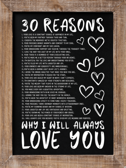 30 reasons why I will always love you, valentines day gift - free svg file for members
