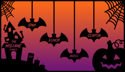 Halloween scary spooky scene, Personalized family member names frame, decor - free svg file for members