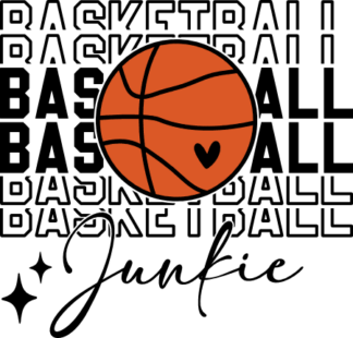 Basketball junkie, echo stacked text, hoodie design for NBA lover - free svg file for members