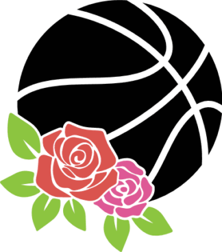 Basketball ball and roses clipart image, gift for basketball lover - free svg file for members
