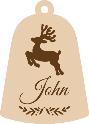 Personalized Bell design, reindeer, Christmas decor - free svg file for members