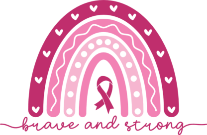 Brave and strong, pink rainbow and ribbon, breast cancer awareness sweatshirt design - free svg file for members