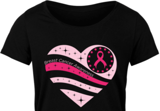 Breast cancer awareness, pink heart and ribbon in a circle of stars, tshirt design - free svg file for members