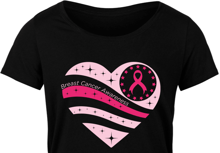 Breast cancer awareness, pink heart and ribbon in a circle of stars, tshirt  design - free svg file for members - SVG Heart