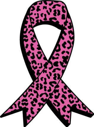 breast cancer awareness, Leopard skin cancer ribbon clipart image - free svg file for members