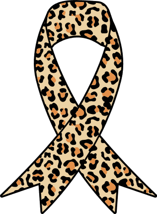 Leopard skin cancer ribbon clipart image, breast cancer awareness - free svg file for members