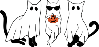 Halloween Ghost Cats clipart image, cat holding pumpkin - free svg file for members