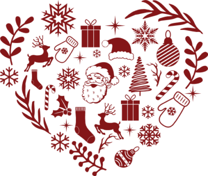 Heart made of Christmas objects, Christmas decor - free svg file for members