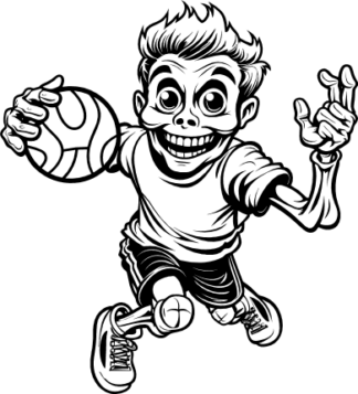 Creepy basketball player, running and holding ball - free svg file for members