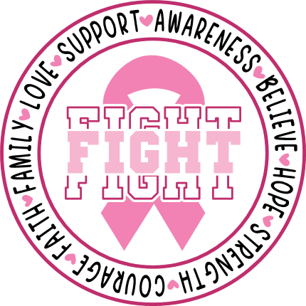Fight, love, support, faith, courage, hope, family, breast cancer awareness tshirt design - free svg file for members
