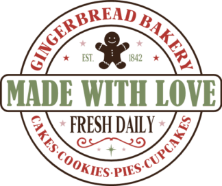 Gingerbread bakery made with love, made with love, cakes, Christmas decor - free svg file for members