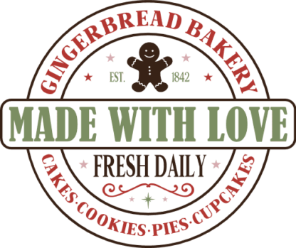 Gingerbread bakery made with love, made with love, cakes, Christmas decor - free svg file for members