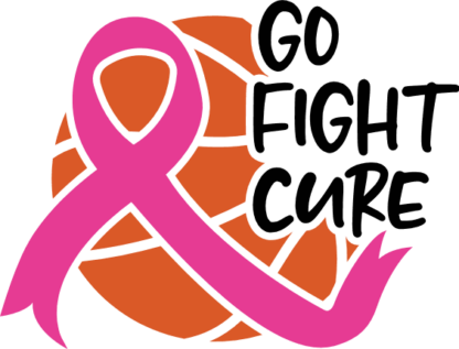 Go fight cure, basketball ball and ribbon, breast cancer awareness tshirt design - free svg file for members