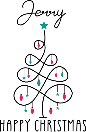 Personalized name, Happy Christmas, decorative swirly tree, mug design - free svg file for members