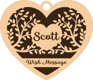 Decorative hanging heart, custom name and message, gift - free svg file for members