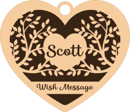Decorative hanging heart, custom name and message, gift - free svg file for members