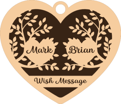 Custom family members name and message, hanging heart, gift - free svg file for members