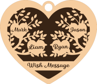 Hanging heart home decor gift, editable family members name frame and message - free svg file for members