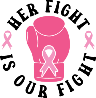 Her fight is our fight, boxing glove and ribbon, breast cancer awareness - free svg file for members