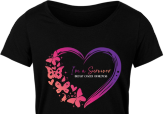 I am a survivor, butterfly heart, breast cancer awareness tshirt design - free svg file for members