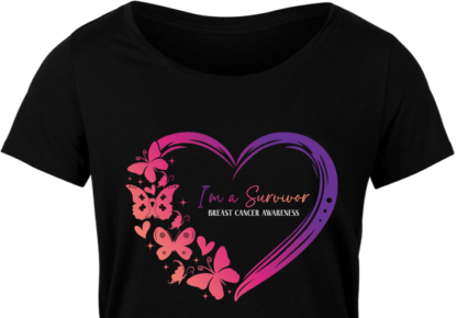 I am a survivor, butterfly heart, breast cancer awareness tshirt design - free svg file for members