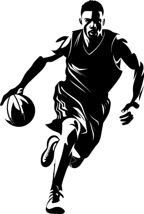 NBA basketball player running and dribbling ball, vector image, decal ...