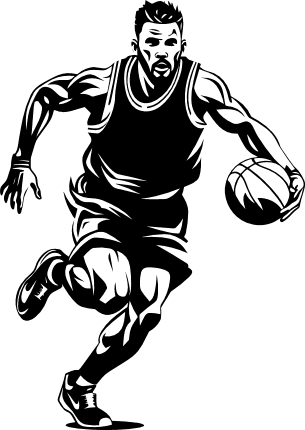 NBA basketball player in action clipart image, sticker - free svg file for members