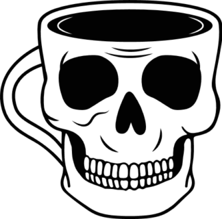 Skull coffee mug clipart image, Halloween cup design - free svg file for members