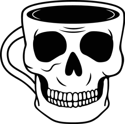 Skull coffee mug clipart image, Halloween cup design - free svg file for members