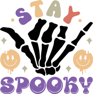 Stay Spooky, skeleton hand hang loose gesture, Halloween - free svg file for members