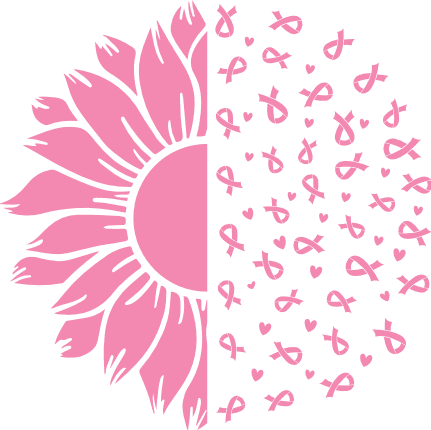 Half Sunflower and pink ribbons clipart image, breast cancer awareness - free svg file for members