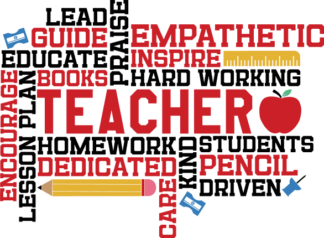 gift for teacher, word cloud art, empathetic, dedicated - free svg file for members