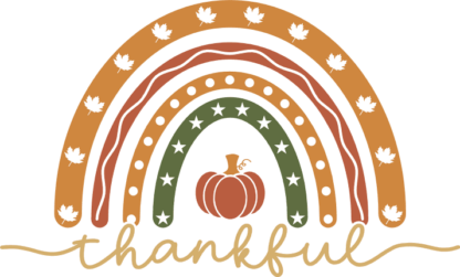 Thankful sign, rainbow and pumpkin, thanksgiving day tshirt design - free svg file for members